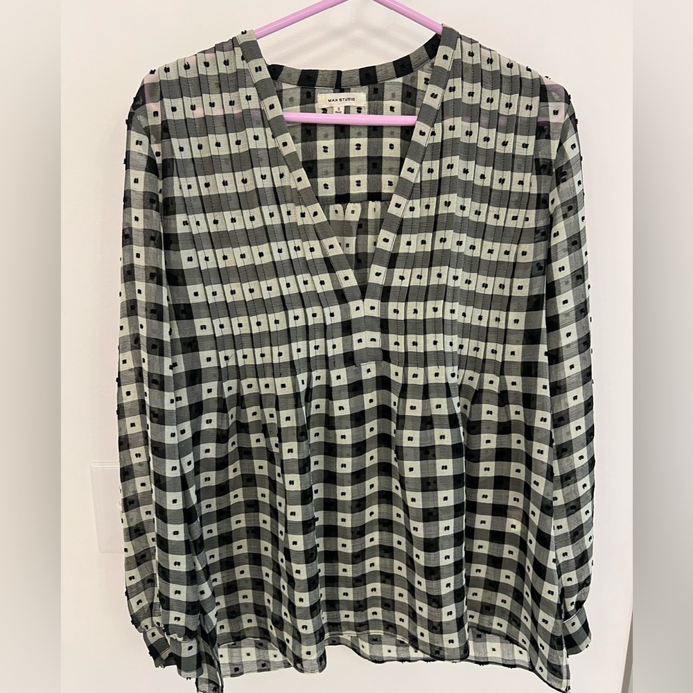 Max Studio Plaid Textured Top